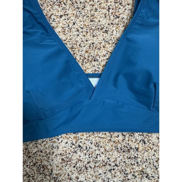 Women's Bikini Set Two Piece Swimsuit High Waisted‎ V Neck Ruched Blue 4XL - Picture 4 of 8